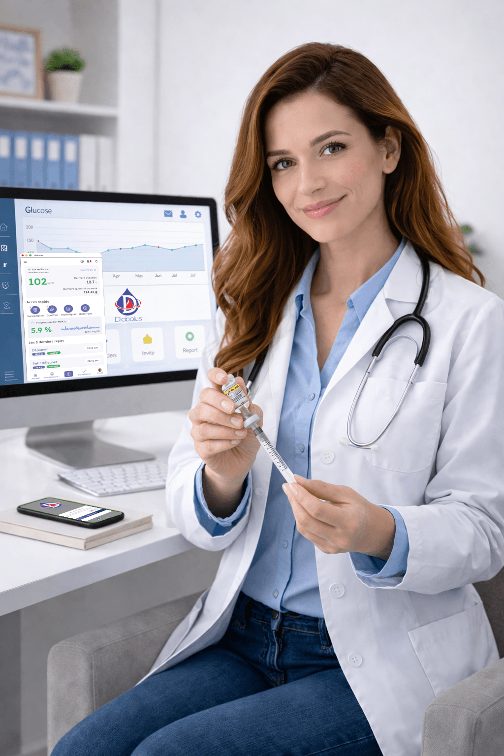 Healthcare professional at workstation