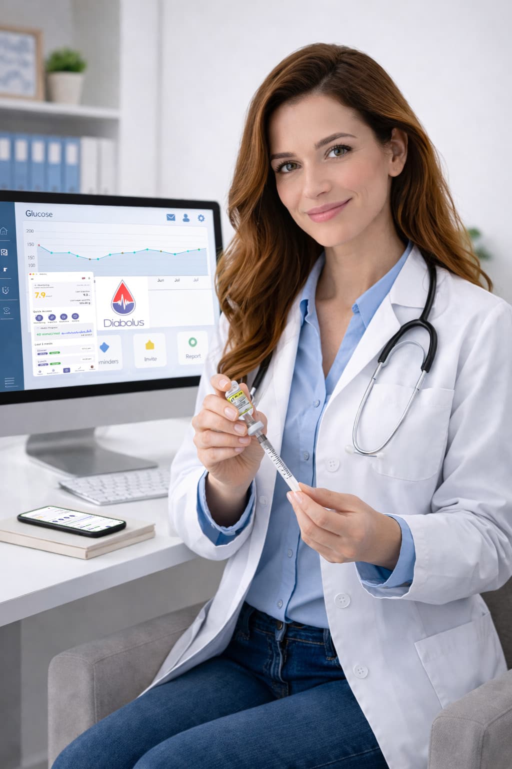 Healthcare professional at workstation